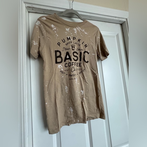 Southern Bliss Small Acid Washed Light Brown Pumpkin Spice Fall Graphic T Shirt - Picture 1 of 3